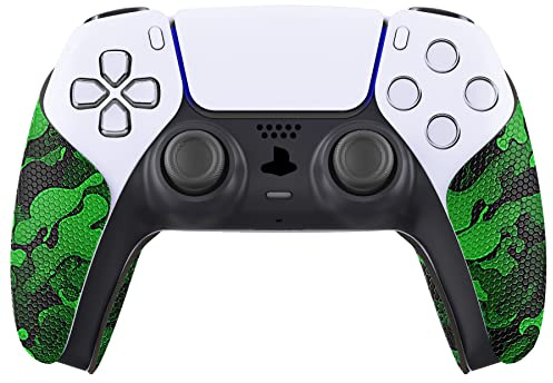 PlayVital Agarre Antideslizante Que Absorbe el Sudor para Controlador PS5, Almohadillas de Goma Suave con Textura Profesional para Controlador PS5, Camuflaje Negro y Verde
