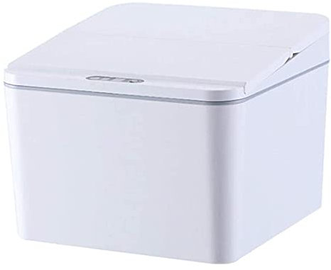 Trash Can Automatic Sensor Waste Basket Square Garbage Bin with Lid Kitchen Livingroom Office(White (Battery Version))