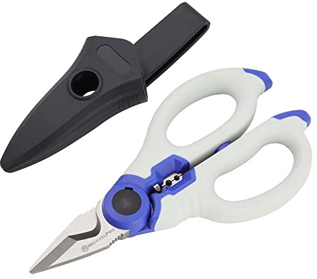 MichaelPro MP010025 6 Stainless Electrician Scissors | Heavy Duty Multi-Purpose Shears | Cuts Wires and Soft Cable, Protective Sheath Included