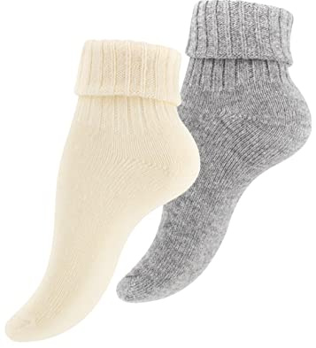 Cotton Prime Alpaka Socken, Wollsocken, Wintersocken für Damen & Herren, 2 Paar - Warme Haussocken, Kuschelsocken
