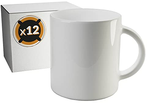 PixColor - 12 Keramik-Sublimationstassen | 350 ml | Kategorie AAA | Mikrowellen- und spülmaschinengeeignet | Cricut