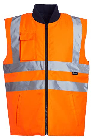 Blackrock Hi Vis Body Warmer Orange/Navy Reversible Hi-Vis Padded Gilet | Quilt Lined, Warm Work Body Warmer for Men Womens, Equestrian Reflective Gilet Security Safety Wear - Size Large