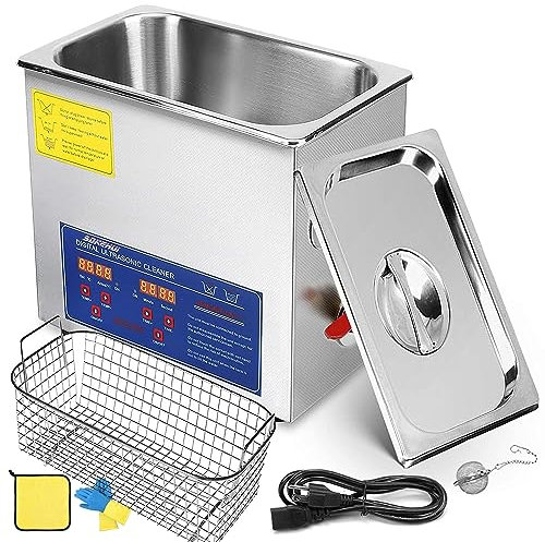 6L Ultrasonic Cleaner with Heater and Timer, 180W Stainless Steel Ultrasonic Cleaning Machine, Professional Ultrasonic Parts Cleaner Ultrasound Cleaning Machine for Lab Tools Auto Parts