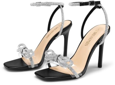 DREAM PAIRS Women's Ankle Strap High Heel Sandals,Black,9