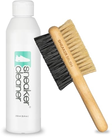 sneaker cleaner Set - Professionelle Schuhreinigung mit 250ml Effektivem Reinigungsliquid und Multifunktionaler Naturholzbürste - Ideal für Alle Schuhtypen, Sanfte und Gründliche Pflege
