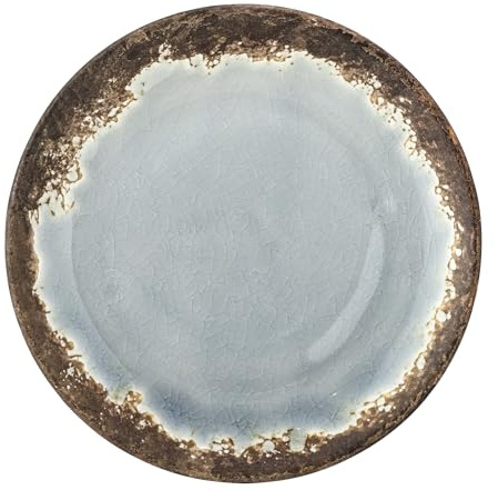 Bloomingville Paula Plate, 20cm Stoneware Dinner Plate, Brown with Blue Mixed Nuances, Handcrafted, Microwave and Dishwasher-Safe, Food Approved - Unique Glaze Finish Varies in Color