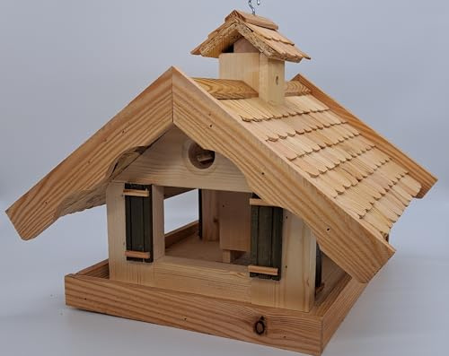 Aufschläger XXL Vogelhaus Futterhaus Lärchenholzdach Almhütte A1