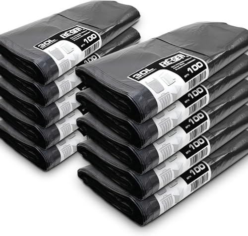 1 Full Box | 1000 Bags | RE-GEN 30 Litre Flat Pack Swing, Pedal, Square Bin Liners Refuse Sacks, Everyday, Office & Home Use | Black Industrial Strength Rubbish Garbage Bags 375/600 x 600mm