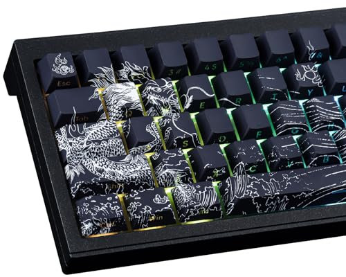 PBT Tastenkappen, 135 Tasten Double Shot Tastenkappen Seite graviert Transparent Keycap Set Cherry Profil Backlit Tastenkappen für Cherry MX Schalter ASIN/ISO Layout Mechanische Tastatur