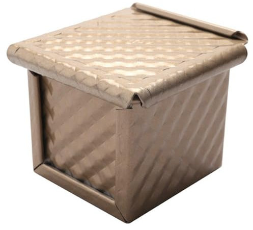 Pojedehy 2 Piece Square Loaf Pan with Lid Toast Mold Bread Pan Pullman Loaf Pan with Cover Gold Aluminum Alloy Non-Stick Mini Water-Cube Toast Box