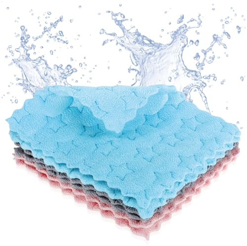 com-four® 6X Panno Spugna con Motivo a Stella - Panni per la casa Estremamente assorbenti - Panni per la Pulizia Resistenti - salviette Multiuso riutilizzabili (06 Pezzi - Disegno a Stella)