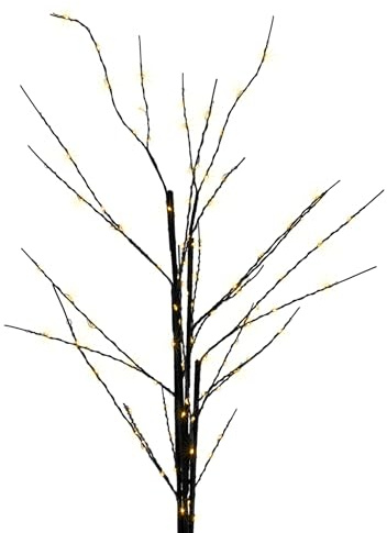 LED Lichterzweig 84 cm für Außen und Innen Batterie betrieben - 112 LED - Deko Baum warm weiß beleuchtet mit Timer - Weihnachten Advent Winter Deko Beleuchtung für Garten