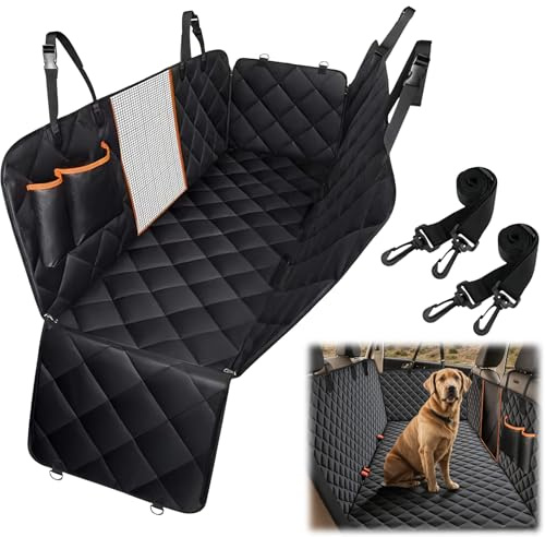 Amexo Hundedecke Auto Rückbank, Autoschutzdecke Hund Rücksitz mit Sichtfenster Wasserdicht Kratzfest Hunde Autositz Rückbank Universal Hunde Autodecke Rücksitz 137 x 147cm Schwarz