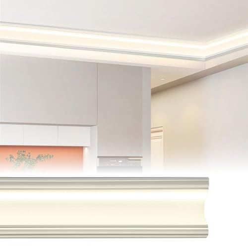 Moldura de corona de canal LED de aluminio para zócalos blancos de techo, pared, decoración de suelo, dormitorio, cocina, difusor LED con conector de esquina de 13,7 m