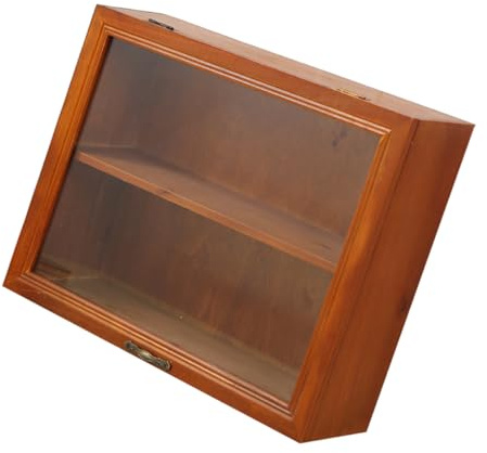 ETHZZLE Vintage Vitrinenschrank Aus Massivholz Mit Acryl-tür Zweistöckiges Kleines Display-Regal Für Sammlerstücke Und Figuren Stilvoller Tisch Wand-Organizer Im Retro-Design Stabiler Aufb
