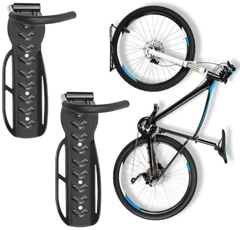 My DIY Bike Wall Mount Hanger Pack of 2 - Wall-Mounted Bicycle Storage Rack with Anti-Slip Strips & Scratch-Resistant Rubber, Heavy Duty, Up to 30kg Capacity