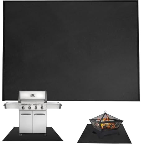 Rrlihjgu grillmatta golvskydd, 100 x 120/152/182 cm brandsäkert underlag 3 lager brandskyddsmatta golvskyddsmatta grillunderlägg glasfiber utomhus grillmatta