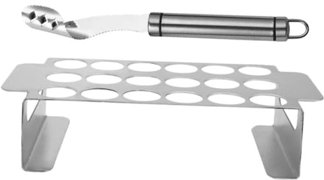 CIYODO Herramientas para Barbacoa Acero Inoxidable con Descorazonador de Chiles, Soporte para Parrilla para Asar Pimientos, Accesorio Multifuncional para Cocina y BBQ
