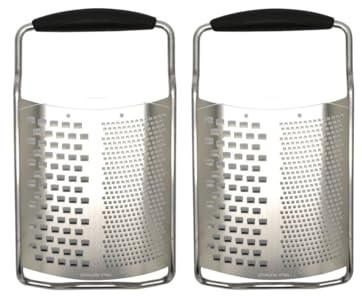 Fackelmann Lot de 2 râpes à fromage 2 en 1 en inox | Râper sans effort les fromages, Lot de 2 pour avancer plus vite, Format 22 x 12,7 cm, Inox et plastique, Pour légumes crus
