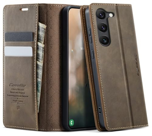 KZB Handyhülle für Samsung Galaxy S23 5G Hülle Premium Leder mit RFID Schutzhülle Klapphülle Magnet Kartenfach Standfunktion Klappbar Flip Case Tasche für Galaxy S23 6,1'' - Braun