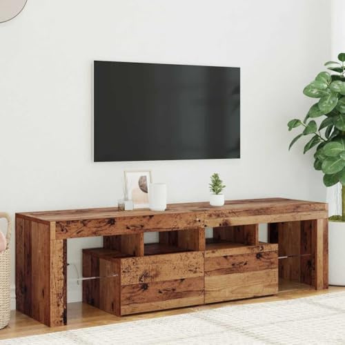 Générique Meuble TV avec lumières LED Vieux Bois Bois d'ingénierie,Meubles,Meubles TV,Brun,27.6 KG,856303