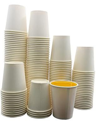 100 x 7oz White Paper Cups – Disposable Eco-Friendly Cups for Hot & Cold Drinks, Tea, Coffee, Water – Recyclable & Sturdy Party, Office, Catering Supplies