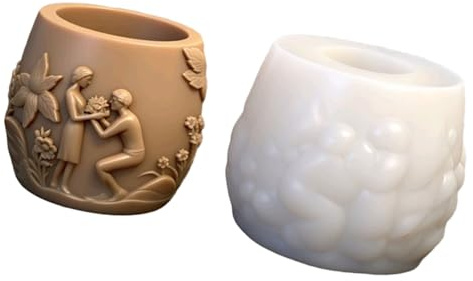 WATERBELINE Couple Silicone Flowerpot Molds Silicone Mould for Epoxy Resin Candle Pen Holder Home Decoration