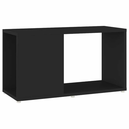Nqyjm TV Stand Plywood Black 60x24x32cm Wooden Living Room Furniture Set, TV Cabinet with Large Capacity Divided Storage