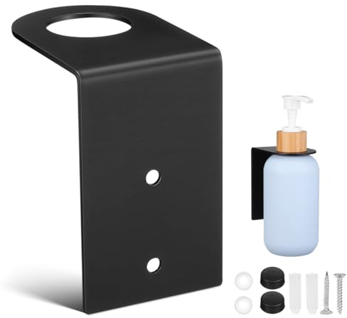 SHINEOFI Support Mural Acier Inoxydable Noir Pour Distributeur De Savon Lotion Et Shampoing Installation Facile Compatible Divers Flacons Porte-Bouteille Pratique Pour Salle De Bain Organisée
