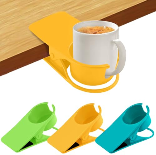 TOROKOM Juego de 3 portavasos con clip para silla, escritorio, botella, soporte para vaso, pinza de almacenamiento con ranura para plantas en maceta, bebidas, porta taza de café para el hogar y la