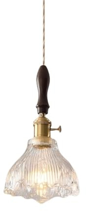 HXYSXHJUO POKHDYE Modern Minimalist Walnut Brass Glass Chandelier American Bedroom Bedside E26/E27 Light Source Kitchen Island Living Room Dining Bar