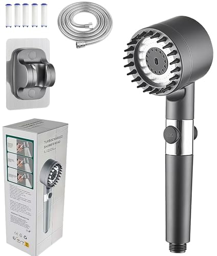 Oasis Cabezal de Ducha con Filtro, Alcachofa de Ducha con Filtro Alta Presión, Manguera 1.5m y Soporte, Cabello Brillante y Salud Genuina, Ahorro de Agua y Energía (1 Pieza)
