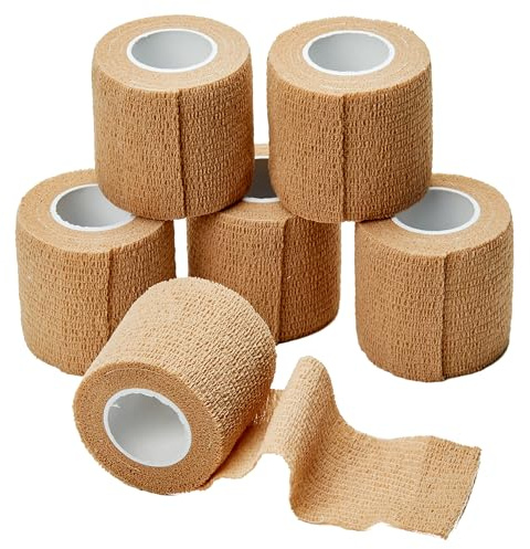 MEDca Self Adherent Cohesive Wrap Bandages 2 Inches X 5 Yards 6 Count (Skin Color)