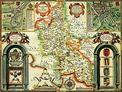 Buckinghamshire Puzzle 1610, historische Karte, 1000 Teile Kostenloser Druck