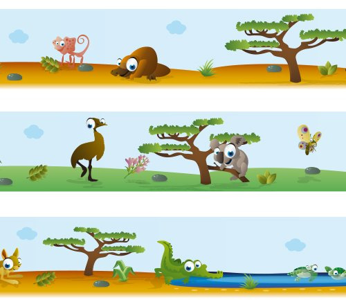 WANDKINGS Bordüre Tierwelt Australiens Länge: 450 cm, selbstklebend, für's Kinderzimmer