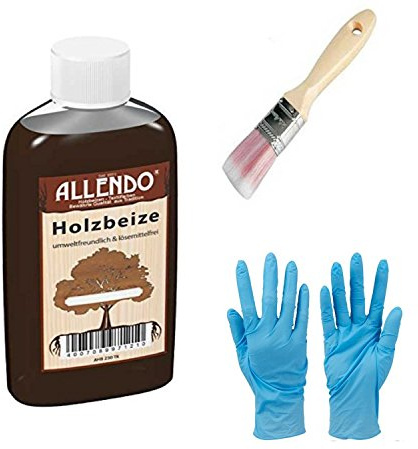 Holzbeize Holzton inkl. 1x Pinsel für beizen zum Auftragen (250 ml teak-kern)