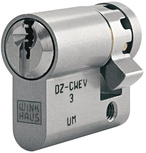 WINKHAUS AZSB02 N-/30 hochwertiger, profesioneller Einbauhalbzylinder AZ, 30 mm, Messing vernickelt matt mit je 3 Schlüssel und Befestigungsschraube, 30 (Halbzylinder)