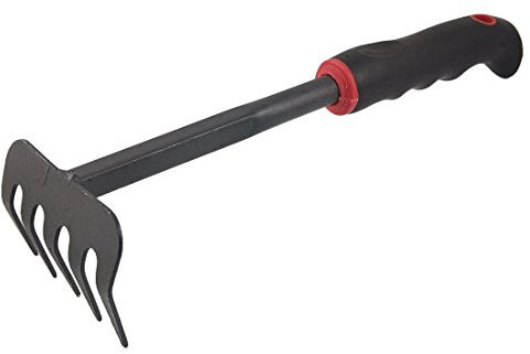 Schwarz Nonslip Griff Metall-Funktion für den Rasen, Garten Hand Harke 12,1 cm