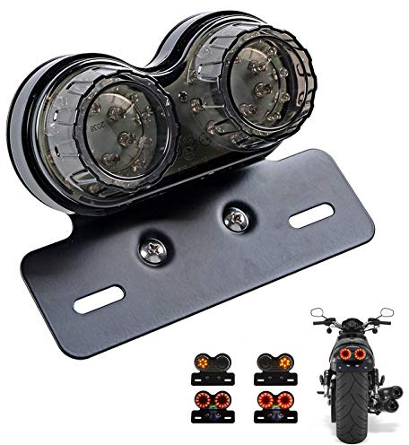 ANKIA Feu arrière 40 LED 40 W pour moto avec feu de stop ou feu de position et clignotant intégré et support pour plaque d'immatriculation pour moto, cruiser, chopper | Feu stop et clignotant avec support de plaque d'immatriculation pour moto Harly Street Bike Cruiser Chopper (Noir)