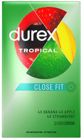 Durex Tropical Flavored Latex Condoms-12 Count