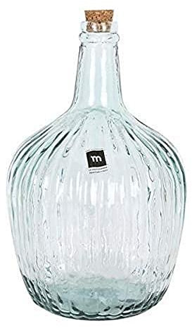 La Mediterranea 47688 Garrafa Vidrio Rayada con Tapón Apple, 8 l