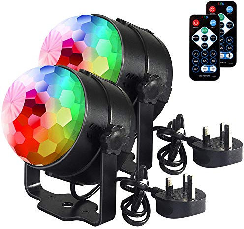 Disco Lights Disco Ball U`King, Remote Control DJ Party Lights 3W 7 Colours Strobe Light Sound Activated Party Lights for Xmas Party Pub Wedding Club Show