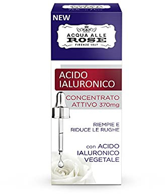 Acqua alle Rose, Siero Viso con Acido Ialuronico Concentrato Attivo, Siero Senza Età Antirughe con Acido Ialuronico Vegetale - Riempie e Riduce le Rughe del Viso - 30 ml
