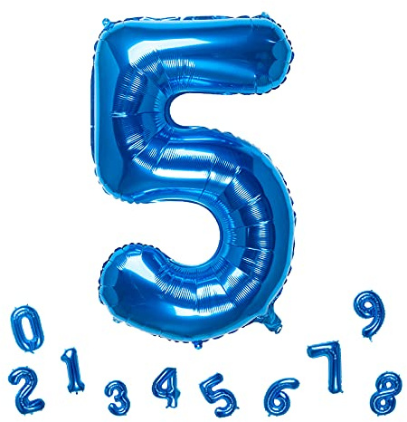 32 Inch Blue Number 5 Balloons Foil Ballon Digital Birthday Party Decoration Supplies (Blue Number 5 Balloon)