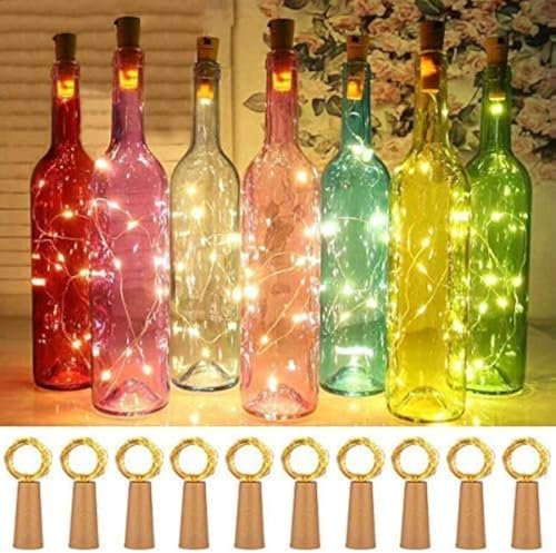 Aistuo 15 Stück Flaschenlicht Batterie (50 extra), Lichterkette 2M 20 LEDs Flaschenlicht Korken Weinflasche Nacht Licht für Party, Urlaub, Hochzeit, außen/innen Beleuchtung Deko(Warmweiß)