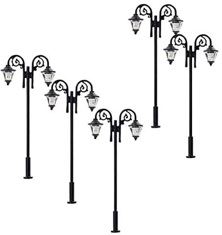 Sharplace 5 pièces 1/87 Ho Modèle Miniature Pelouse Ferroviaire Train Micro Paysage 3V Lampadaire, LED Blanc Sable Table Bâtiments Décor Ornement 65mm