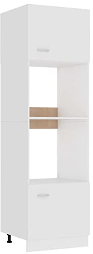 vidaXL Armoire à Micro Ondes Blanc 60x57x207 cm Bois d'ingénierie