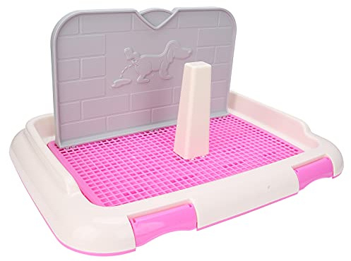 Toilettes pour Chien, Toilettes d'intérieur pour Chat et Chiot avec Mur simulé pour Chiens mâles pour Petits Chiens(Rose)