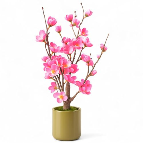 MIJOMA Künstlicher Kirschblütenbonsai 43cm – Kirschblüten Deko im Topf – Frühjahrsdeko Hochzeit Deko Frühling Osterdeko Wohnzimmer Schlafzimmer Japanische Kunstpflanze