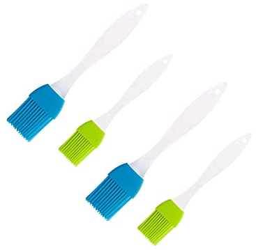 Yiouou Lebensmittelpinsel, Silikon-Backpinsel, 4 Stück, 17 cm und 20,1 cm, Kunststoffgriff, Gebäckbürste, Pinsel, 4 Stück